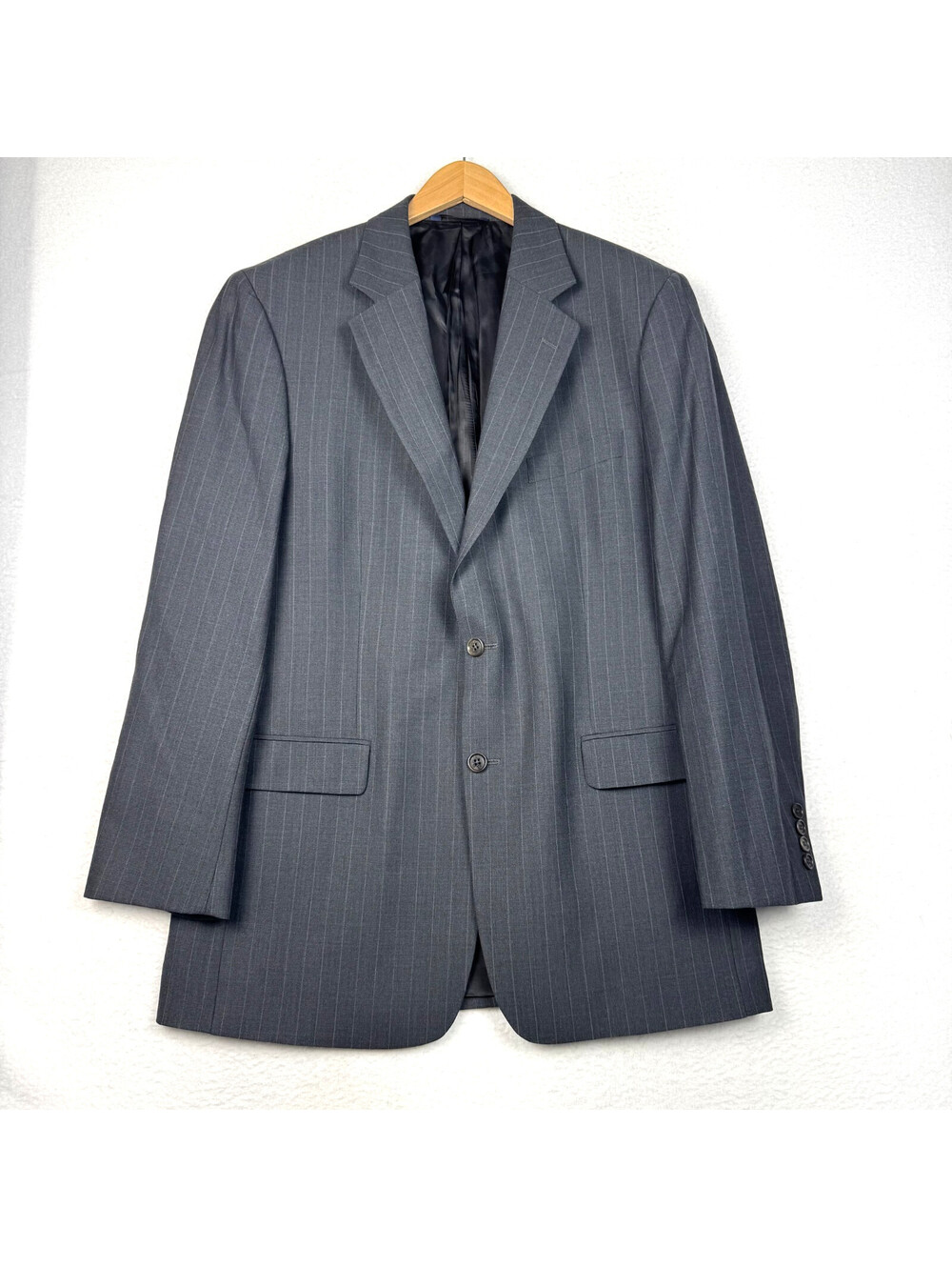 Brooks Brothers 346 Stretch Mens 42L Charcoal Gray Pin Stripe Wool Suit Blazer